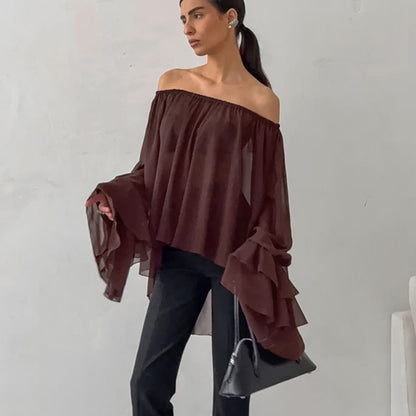 Snowelle Brown Chiffon Loose Blouse