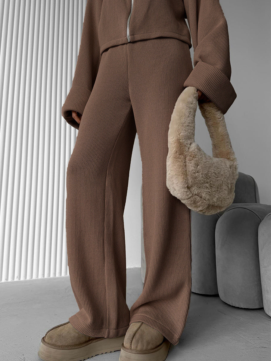 Noirae Knitted Jacket & Trousers Casual Set