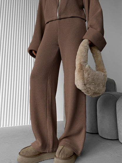 Noirae Knitted Jacket & Trousers Casual Set