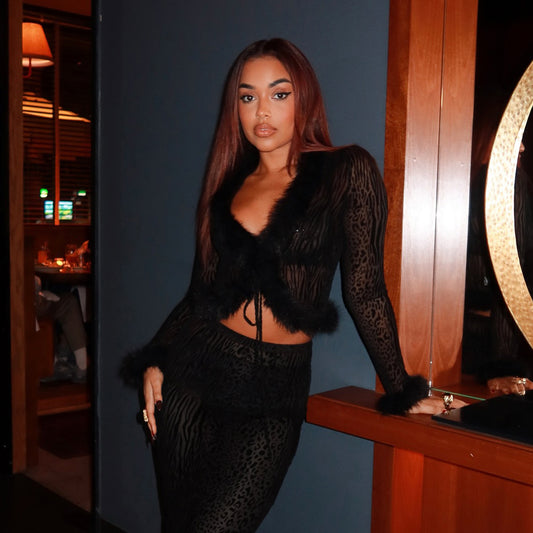 Celyne Sexy Leopard Print Cardigan & Skirt Set