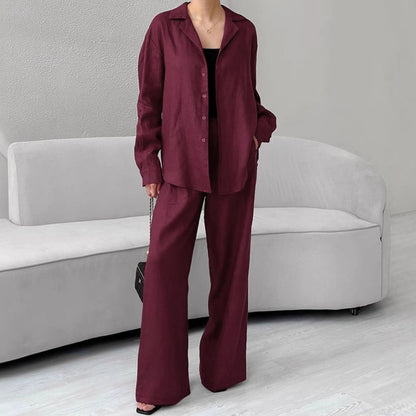 Amaranthine Cotton Linen Polo Set