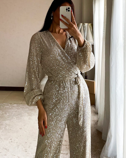 Marseillea Crystal Sequin Jumpsuit
