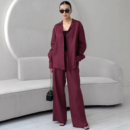 Amaranthine Cotton Linen Polo Set